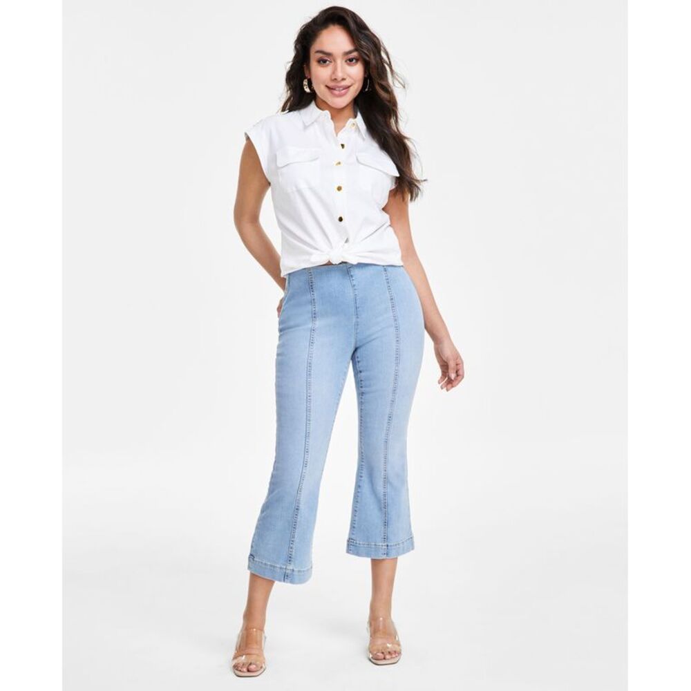 INC International Concepts Petite Pull-On Cropped Flare Jeans